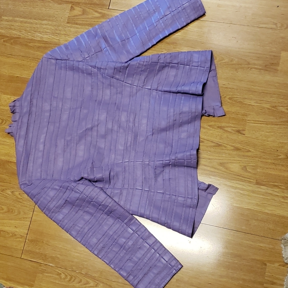 Lafayette 148 lavender leather and linen blazer size 4 - Picture 3 of 3